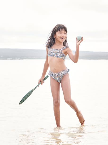 Gebloemde bikini voor meisjes blauw - vertbaudet enfant 