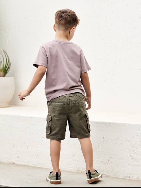 Gemakkelijk aan en uit te trekken battle short voor jongens beige+kaki+marineblauw - vertbaudet enfant 