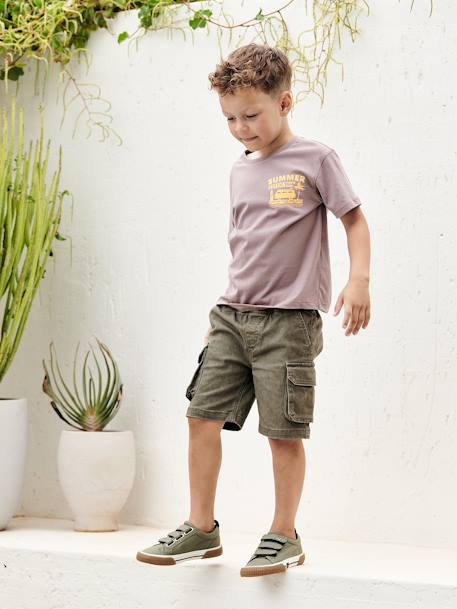 Gemakkelijk aan en uit te trekken battle short voor jongens beige+kaki+marineblauw - vertbaudet enfant 