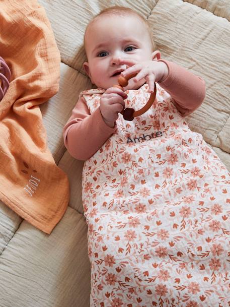 Personaliseerbare trappelzak zonder mouwen katoenengaas HAPPY BOHéME roze, bedrukt - vertbaudet enfant 