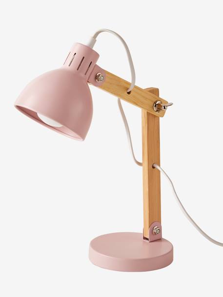 Opvallende bureaulamp van hout en metaal roze+wit - vertbaudet enfant 