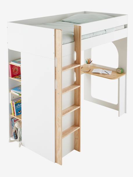 Mezzanine bed met bureau en opbergruimte COMBINID wit - vertbaudet enfant 