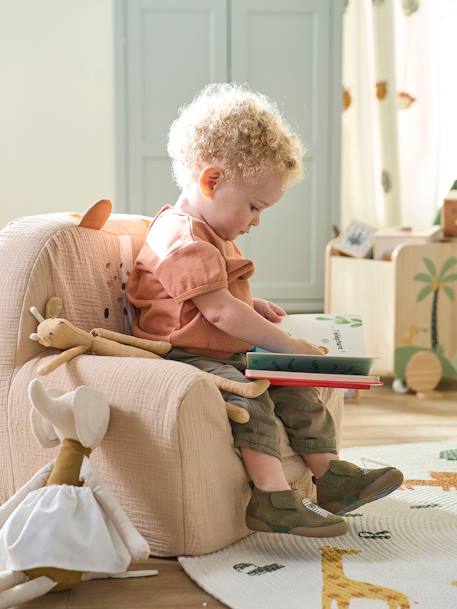 Tijger katoenen gaas schuim fauteuil beige (poederkleur) - vertbaudet enfant 