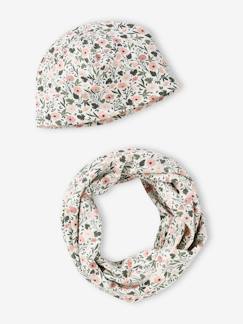 Meisje-Accessoires-Gebloemde meisjesset muts + snood