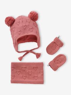 Baby-Accessoires-Muts sjaal handschoenen-Set voor babymeisjes muts + snood + wanten met hartjes