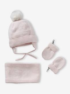 Baby-Accessoires-Set van babymeisjes muts + snood + wanten