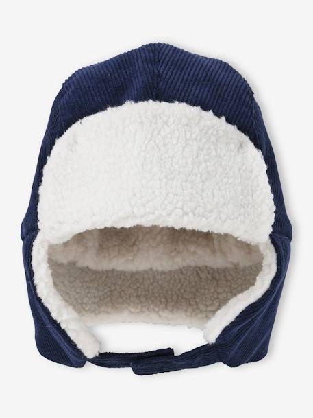 Fluwelen chapka met sherpa voering voor babyjongen marineblauw - vertbaudet enfant 