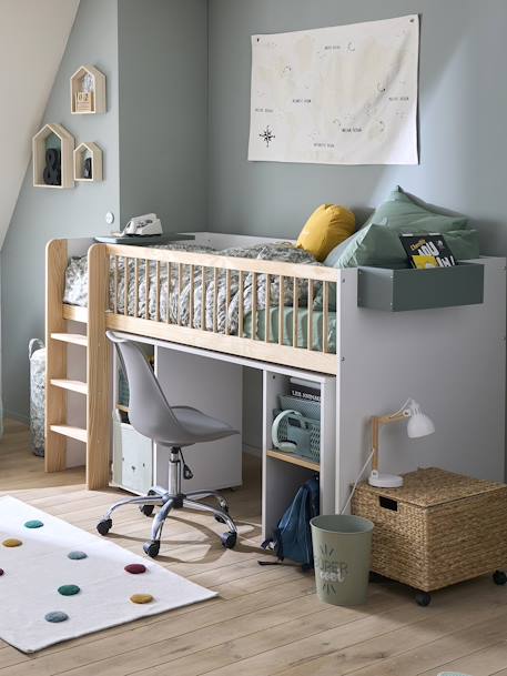 Combinatie mezzaninebed + uitschuifbureau GECKO wit - vertbaudet enfant 