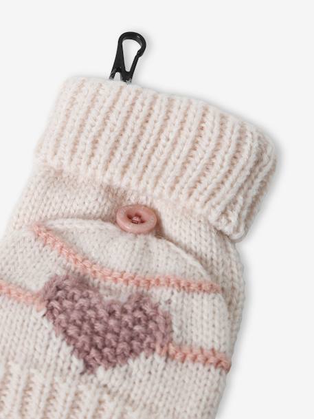 Meisjesmuts + snood + wanten/handschoenen met strepen/hartje ecru - vertbaudet enfant 