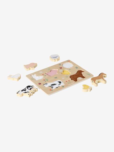 Chunky tactiele puzzel van FSC®-hout beige+bruin - vertbaudet enfant 