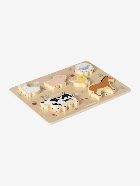 Chunky tactiele puzzel van FSC®-hout beige+bruin - vertbaudet enfant 