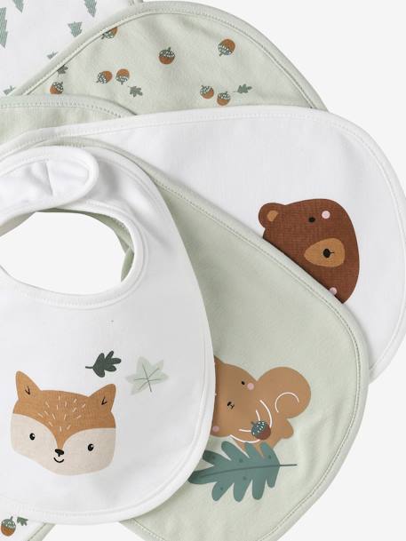 Set van 7 babyslabbetjes blauwgroen+Egel+jungle wit+lichtroze - vertbaudet enfant 