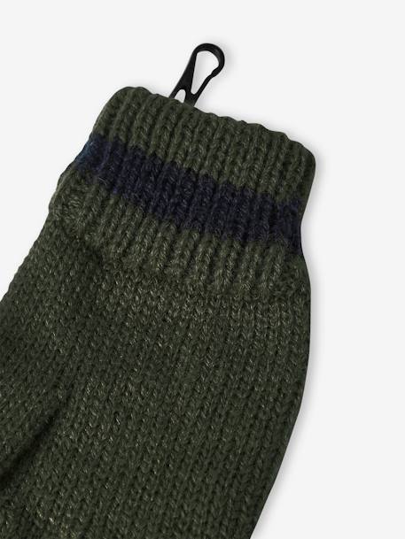 Set muts + snood + handschoenen of wanten voor jongens van gekrulde tricot kaki - vertbaudet enfant 