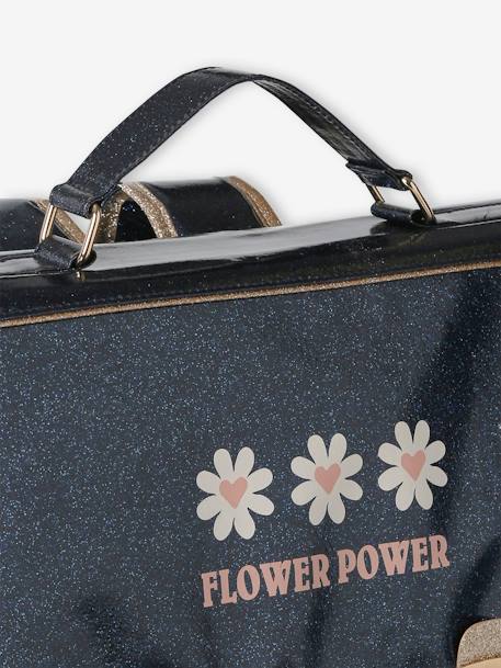 Schooltas + Flower power' glitter etui nachtblauw - vertbaudet enfant 