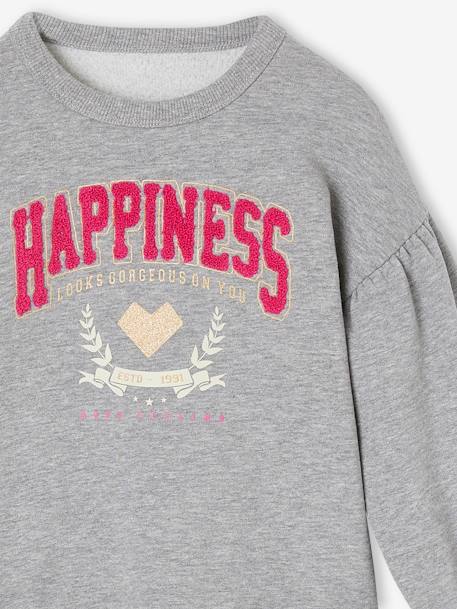 Hapiness' meisjesshirt met badstof en iriserende details gemêleerd grijs - vertbaudet enfant 