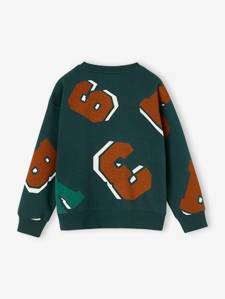 Sweatshirt voor jongens met ronde hals en maxi motiefjes dennen - vertbaudet enfant 