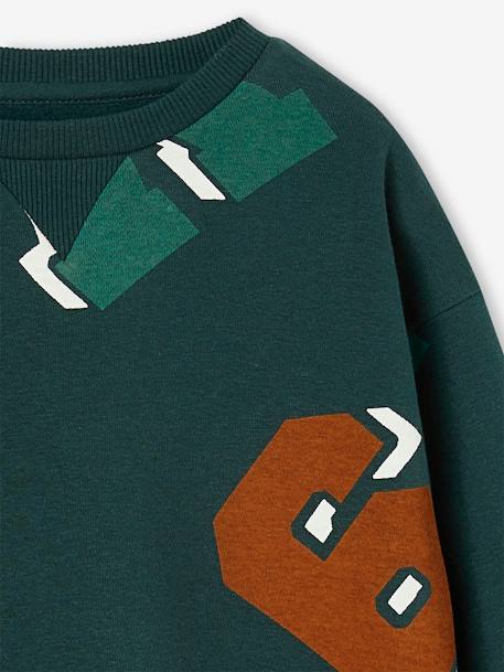 Sweatshirt voor jongens met ronde hals en maxi motiefjes dennen - vertbaudet enfant 