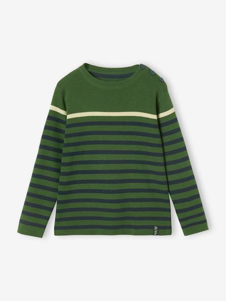 Gestreepte jongenstrui ecru+GESTREEPT MARINEBLAUW OKERGEEL+groen+Rood en navy gestreept ivoor - vertbaudet enfant 