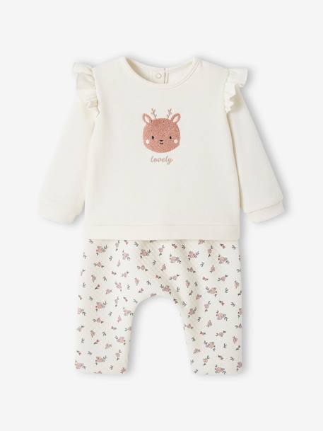 Set sweater en broek baby ecru+gemêleerd grijs+klei+nude - vertbaudet enfant 