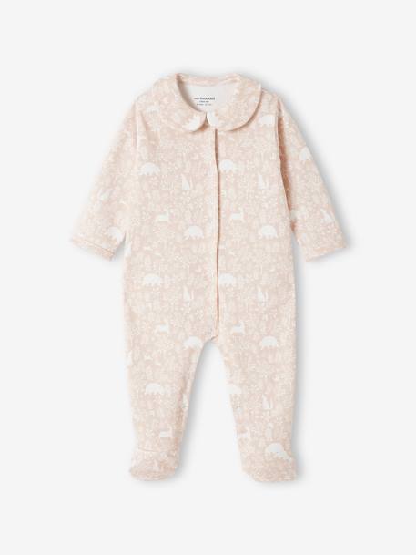 Set van 2 slaappakjes 'dieren' babymeisje van biokatoen jeansblauw+roze (poederkleur) - vertbaudet enfant 