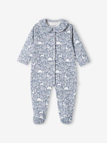 Set van 2 slaappakjes 'dieren' babymeisje van biokatoen jeansblauw+roze (poederkleur) - vertbaudet enfant 