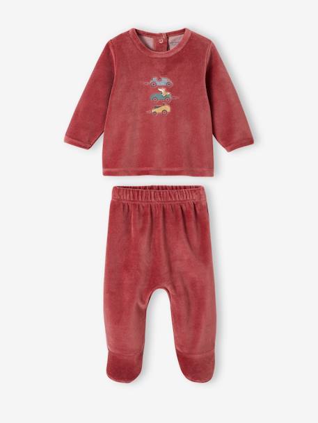 Set van 2 fluwelen 'bolide' babypyjama's terracotta - vertbaudet enfant 