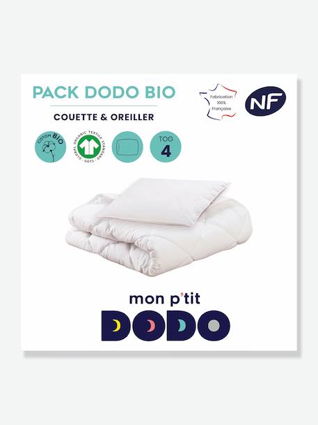 Bio set dekbed + kussen Mon P'tit DODO wit - vertbaudet enfant 