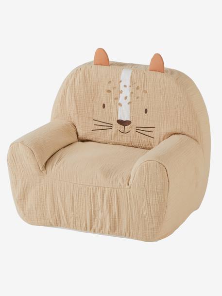 Tijger katoenen gaas schuim fauteuil beige (poederkleur) - vertbaudet enfant 