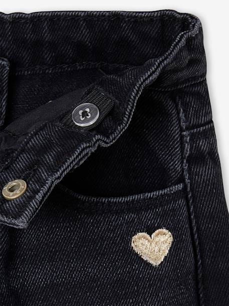 Wijde meisjesjeans met rafels aan de onderkant denimgrijs+gebleekt denim+hemelsblauw+jeansblauw+stone - vertbaudet enfant 