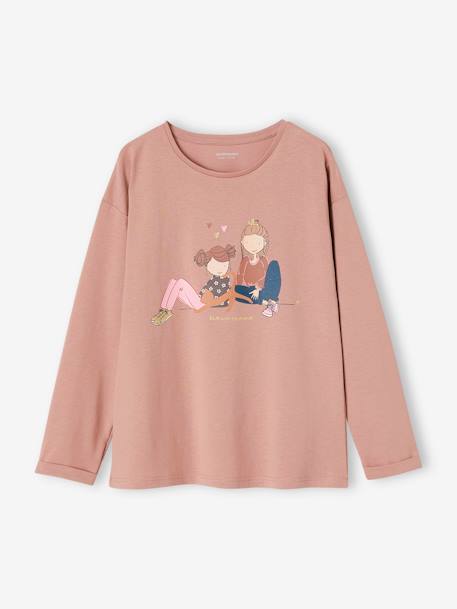 Shirt met girly motief en fantasie details beige (poederkleur)+oudroze - vertbaudet enfant 