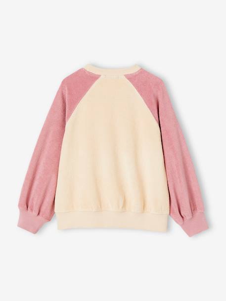 Terry raglan sweatshirt met bloemen voor meisjes ecru - vertbaudet enfant 