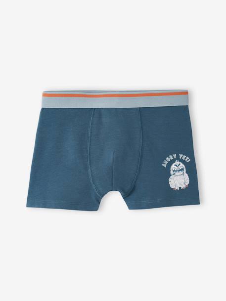 Set met 5 stretch boxers Yéti voor jongens grijsblauw - vertbaudet enfant 