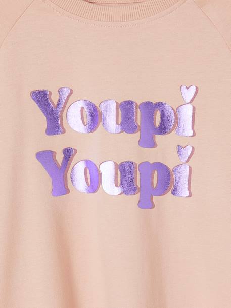 Uitlopend meisjes-T-shirt met glimmend metallic effect chocoladebruin+roze (poederkleur) - vertbaudet enfant 