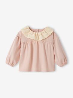 Baby-Baby-T-shirt met lange mouwen en kraagje van broderie anglaise