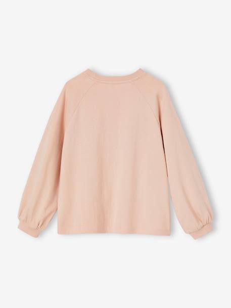 Uitlopend meisjes-T-shirt met glimmend metallic effect chocoladebruin+roze (poederkleur) - vertbaudet enfant 