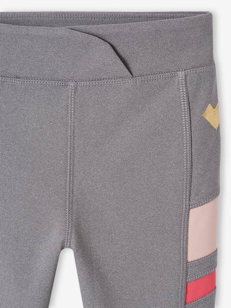 Sportlegging voor meisjes van technisch materiaal met sierdetails gemêleerd grijs - vertbaudet enfant 