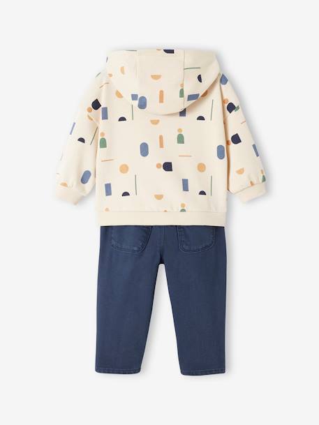 Babyset met sweater van fleece en keper broek nachtblauw - vertbaudet enfant 