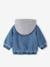 Gevoerd jack voor baby denim met fleece capuchon stone - vertbaudet enfant 