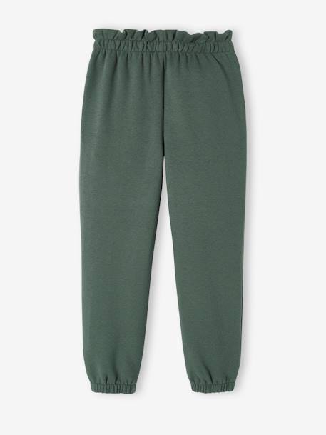 Molton joggingbroek voor meisjes met paperbag ceintuur groen+marineblauw+snoepjesroze - vertbaudet enfant 