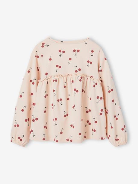 Shirtblouse met print voor meisjes donkerbruin+marineblauw+roze (poederkleur) - vertbaudet enfant 