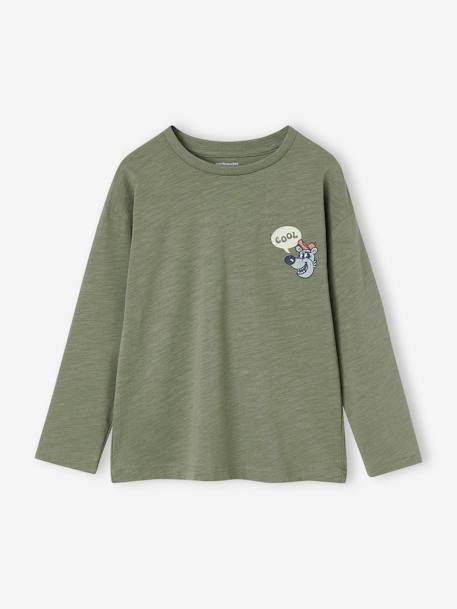 Jongens-T-shirt met groot motief op de rug nachtblauw+saliegroen - vertbaudet enfant 