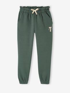 Meisje-Sport collectie-Molton joggingbroek voor meisjes met paperbag ceintuur