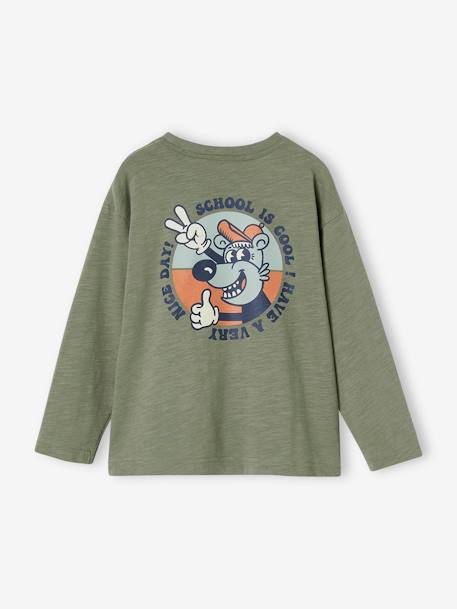 Jongens-T-shirt met groot motief op de rug nachtblauw+saliegroen - vertbaudet enfant 