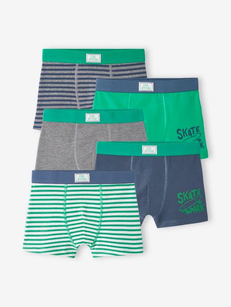 Set met 5 stretch boxers skate jongens groen - vertbaudet enfant 