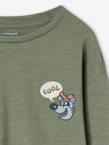 Jongens-T-shirt met groot motief op de rug nachtblauw+saliegroen - vertbaudet enfant 