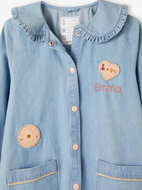 Aanpasbaar meisjesschort van licht denim jeansblauw - vertbaudet enfant 