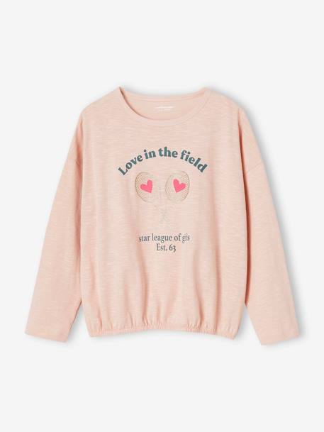 Elastisch sportief T-shirt voor meisjes met lange mouwen roze (poederkleur) - vertbaudet enfant 