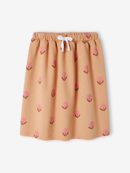 Gebloemde halflange fleece rok voor meisjes perzik - vertbaudet enfant 