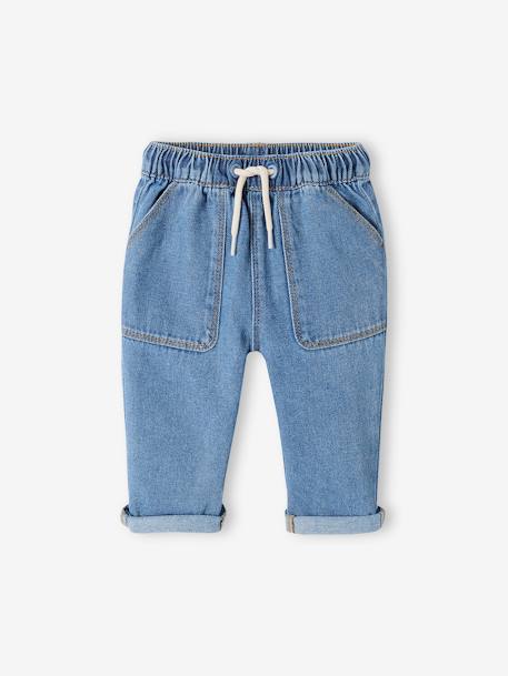 Babyjeans met elastische taille ongewassen denim+stone - vertbaudet enfant 