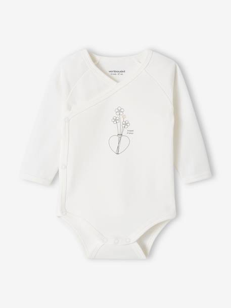 Set van 3 boeket babyrompertjes met lange mouwen en opening voor pasgeborenen roze (poederkleur) - vertbaudet enfant 